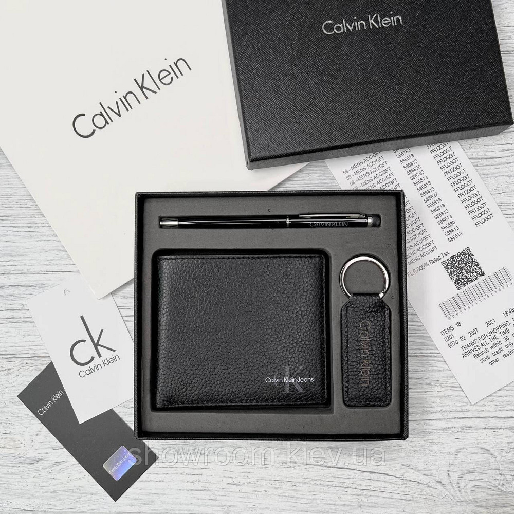 Шкіряне чоловіче портмоне Calvin Klein у подарунковій коробці (8875-3) Київ - фото 12