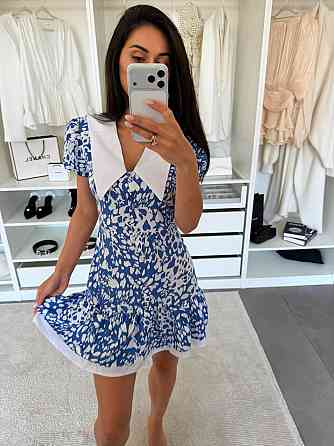 Женское романтичное принтованное мини платье штапель Джинс, 42/44 Одесса