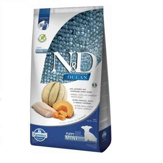Беззерновий сухий корм Farmina N&D Grain Free Ocean Pumpkin для цуценят дрібних порід з тріскою та динею 7 кг Київ