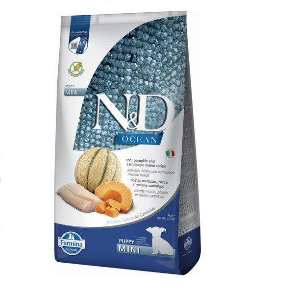 Беззерновий сухий корм Farmina N&D Grain Free Ocean Pumpkin для цуценят дрібних порід з тріскою та динею 7 кг Київ - фото 1