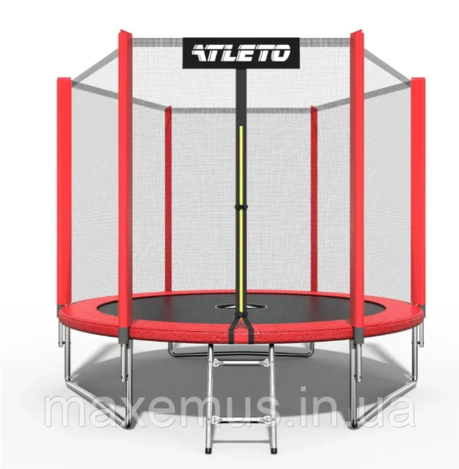 Батут детский с защитной сеткой и лестницей Atleto 312 см (Красный) нагрузки до 150 кг Мостиска - изображение 8