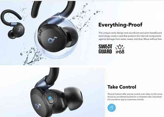 Навушники TWS Anker Soundcore Sport X20 Black. Харків