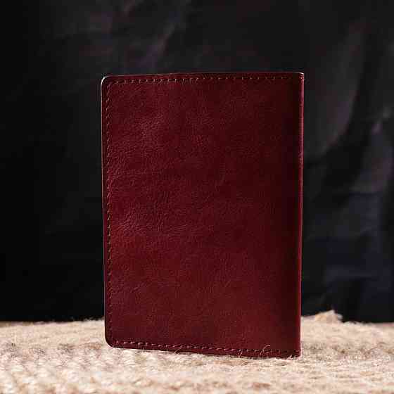 Превосходная кожаная обложка на паспорт Карта GRANDE PELLE 16776 Бордовая Киев