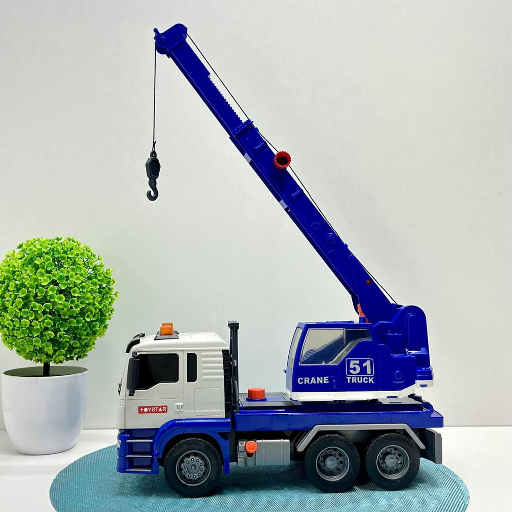 Спецтехніка Автокран інерція звуки підсвічування гумові шини рухомі елементи Синій (666-51T) Чернигов - изображение 6