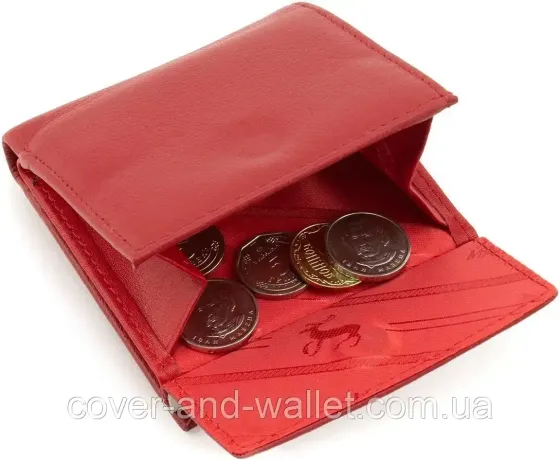 Маленький женский кошелек красного цвета на кнопке Marco Coverna 1420 Киев