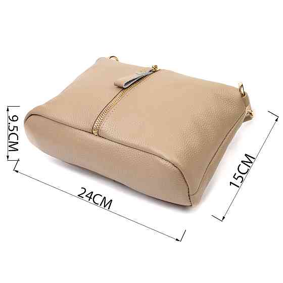 Практичная женская сумка через плечо из натуральной кожи 22084 Vintage Бежевая Киев