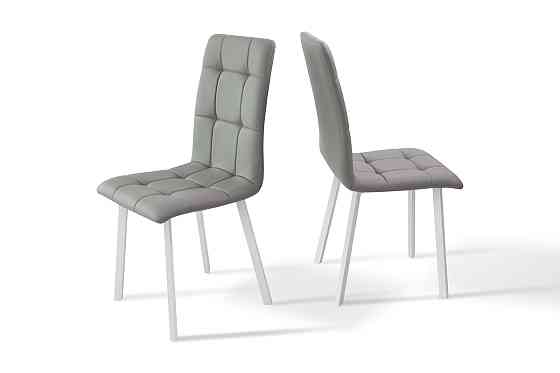 Стілець Трініті, метал білий/шкірзам світло-сірий Київ