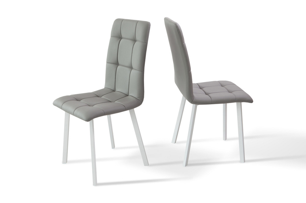 Стілець Трініті, метал білий/шкірзам світло-сірий Киев - изображение 1