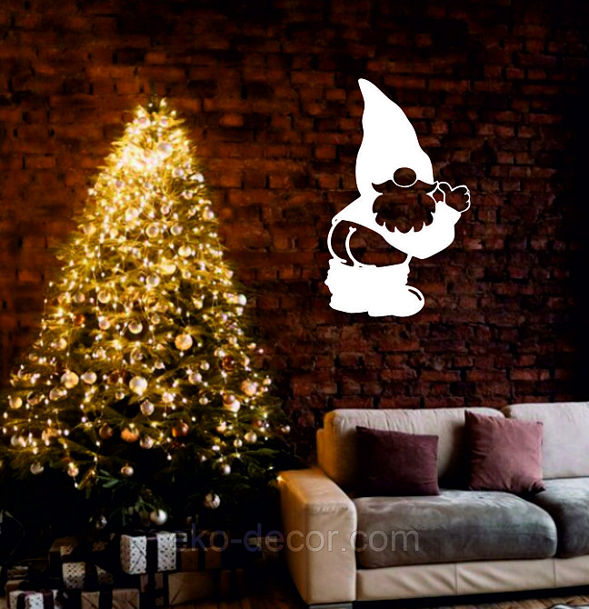 Декоративное настенное Панно «Гном», Декор на стену 50*30 см, Белый Киев - изображение 2