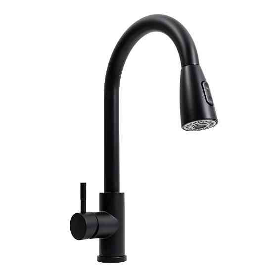 PLATINUM Кухонний змішувач чорний F001B Platinum (з висувним виливом) Київ