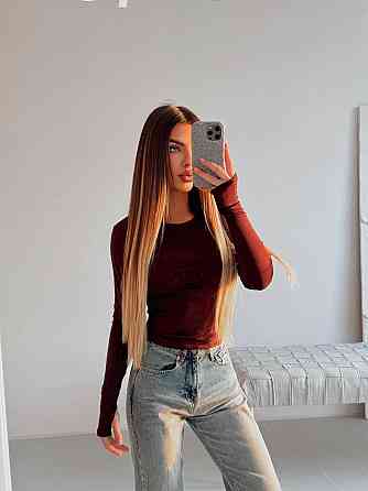 Жіночий базовий лонгслів із мікродайвінгу Шоколад Одеса