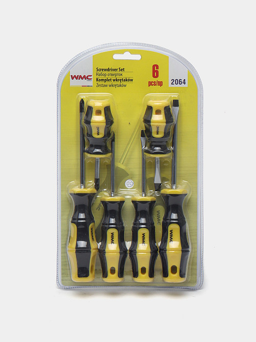 Набор отверток 6пр.(SL:5х75мм,6х100мм,6х38мм,PH:1х75мм,2х100мм,2х38мм),в блистере WT-2064 Одесса - изображение 1