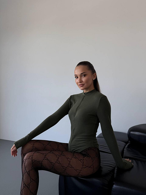 Женский теплый базовый боди на молнии джерси на флисе Хаки, 46/48 Одесса - изображение 5