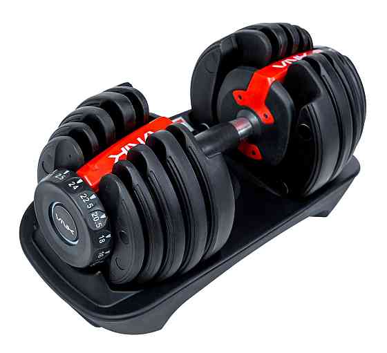 Гантелі з регульованою вагою VNK з вагою від 2,5 до 24 кг сталева з прогумованою ручкою і підставкою 2 шт Київ