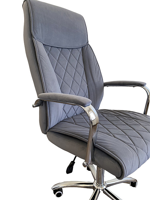 Офисное кресло руководителя Tehforward Dionis Velur хром Anyfix Серый Киев - изображение 5