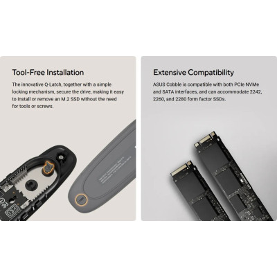 Кишеня зовнішня ASUS SSD PCIe NVMe M.2 2230/2242/2260/2280 USB Type-C 3.2 Gen 2x1 grey (90DD02R6-M09000) Вінниця - фото 8