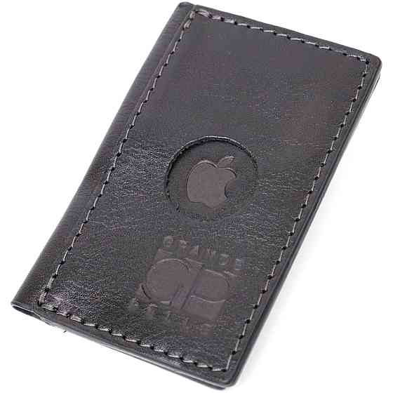 Картхолдер унісекс з тримачем для Apple AirTag з натуральної шкіри GRANDE PELLE 11607 Чорний Київ