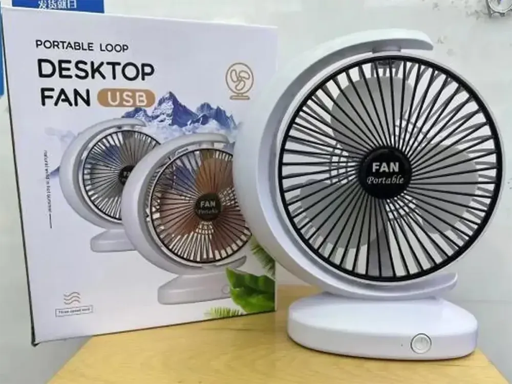 Настольный поворотный  аккумуляторный вентилятор  1200мАч, 7 часов работы,3 скорости, поворот на 360° Одесса - изображение 5
