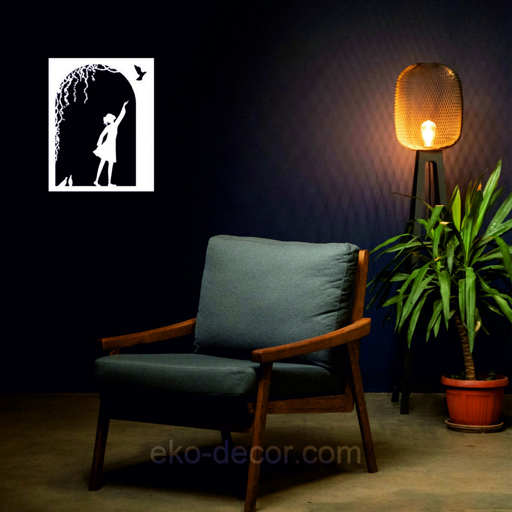 Декоративное настенное Панно «Девочка и голубь» Декор на стену 50*39 см, Белый Киев - изображение 10