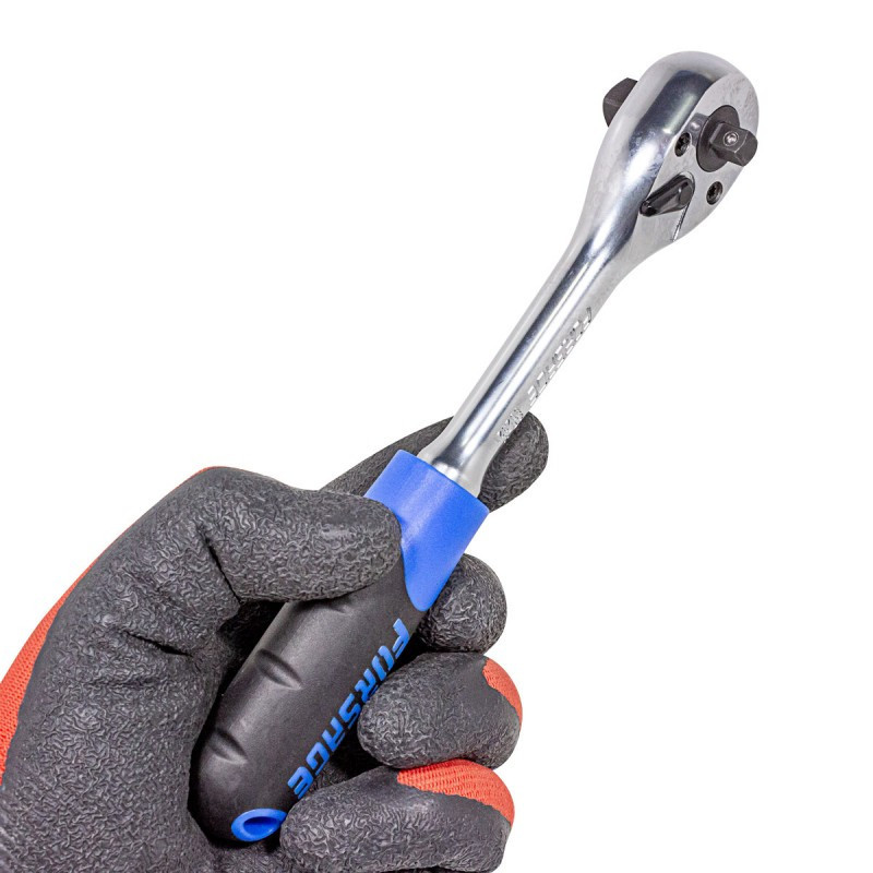 Трещотка реверсивная двухсторонняя с резиновой ручкой 1/4