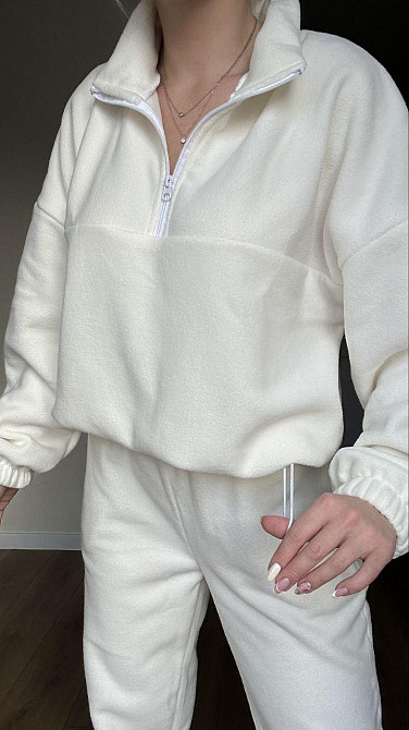 Жіночий теплий прогулянковий костюм-двійка: кофта та штани з полар флісу Молочний, 54/56 Одеса - фото 9