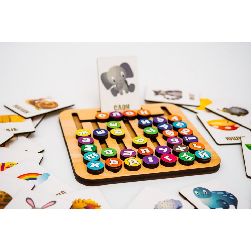 Дерев’яна іграшка монтессорі "Абетка лабіринт" Puz-72859, 25 карт 35 букв Вінниця - фото 4