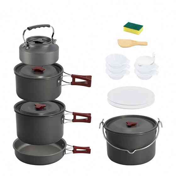 Туристический набор посуды складной AL-601 алюминиевый 14 предметов на 6 персон Киев