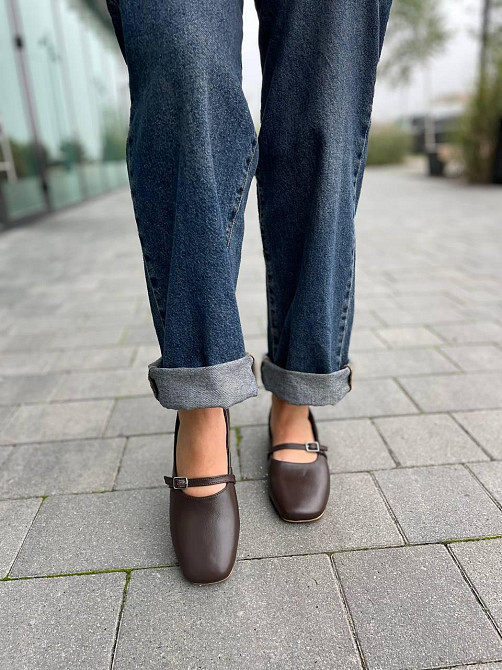 Roberto Netti Балетки женские Roberto Netti шоколадные натуральная кожа квадратный носок (3025) Коломия - фото 6