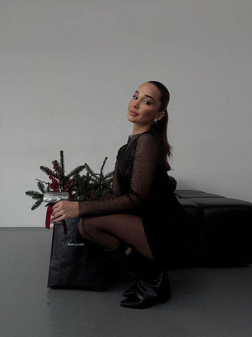 Женское праздничное мини платье с блестками креп дайвинг сетка Одесса - изображение 4