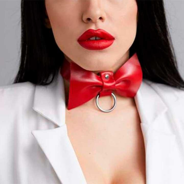 Сексуальний чокер з бантом - Червоний - Садо-мазо Вінниця - фото 4