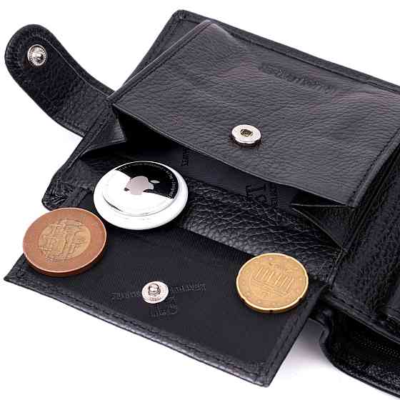 Мужской бумажник среднего размера из натуральной кожи ST Leather 22444 Черный Киев