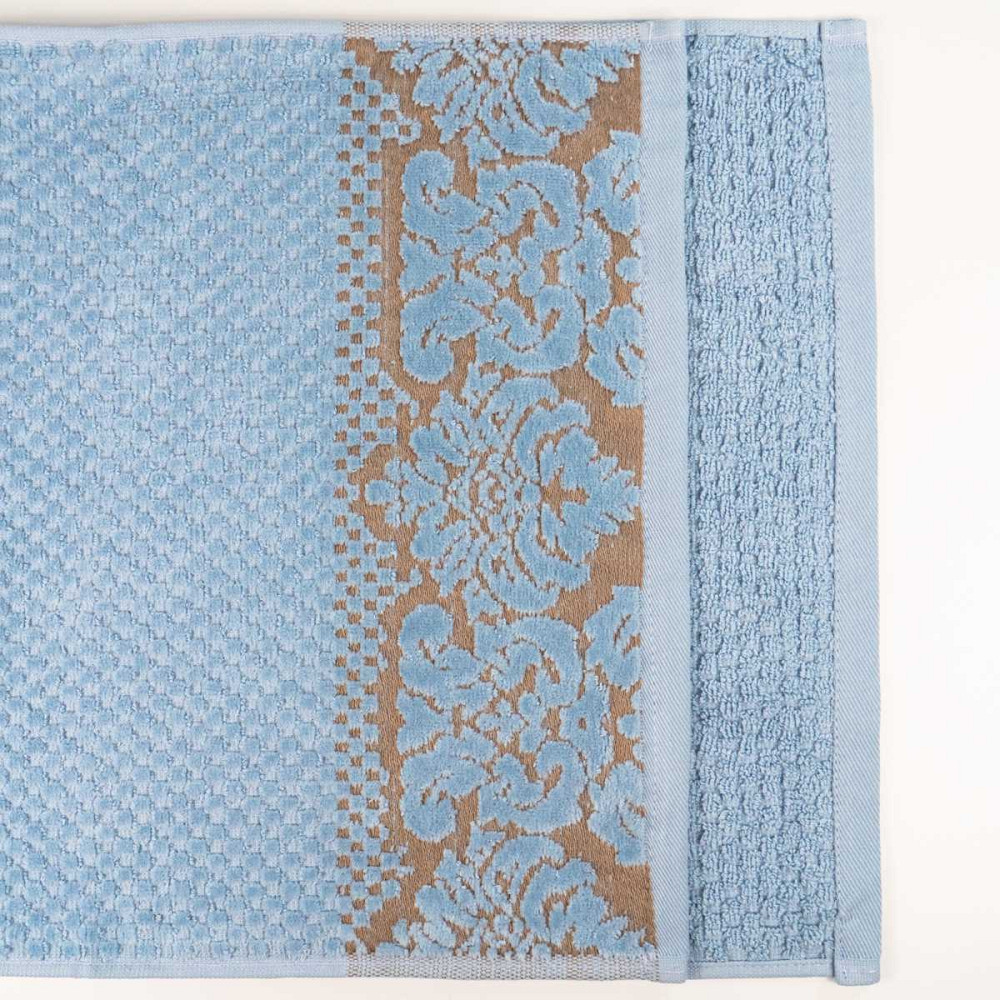 Рушник махровий для обличчя та рук 40x70см Damask Преміум якості Жакардове з велюром 550г/м2 (Світло-Синій) Суми - фото 4