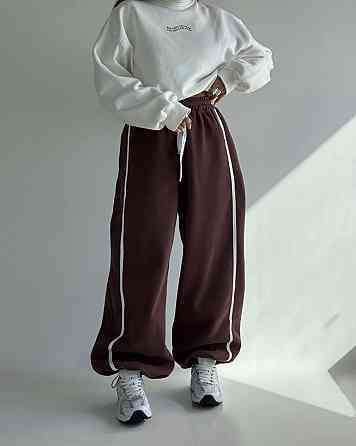 Стильні жіночі штани тринитка на флісі. Шоколад Одеса