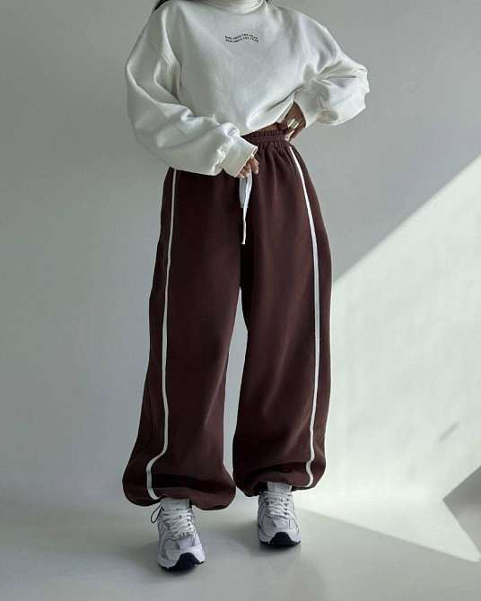 Стильні жіночі штани тринитка на флісі. Шоколад Одеса - фото 2