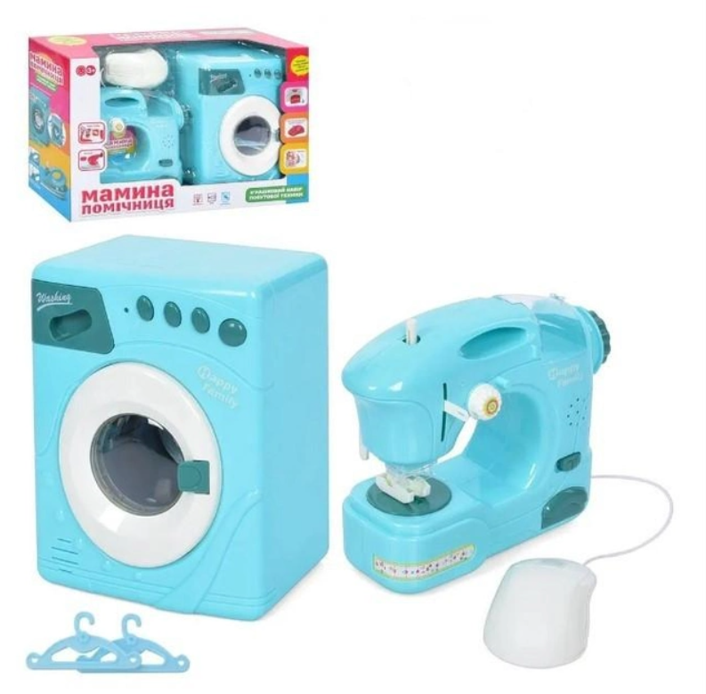 Набір побутової техніки Limo Toy дитячий швейна машинка пральна машинка музика звук світло на батарейках Блакитний (LS8234Q) Чернігів - фото 1