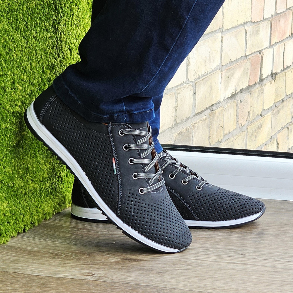 Чоловічі мокасини Літні Кросівки Сіточка Чорні (розміри: 40,41,42,43,44,45) Відео Огляд — 08-1 Дніпро - фото 1