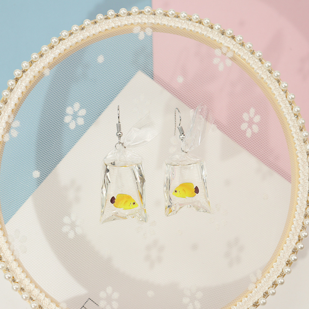 Серьги для детей Рыбки из эпоксидной смолы 27 на 23 мм желтый Киев - изображение 4