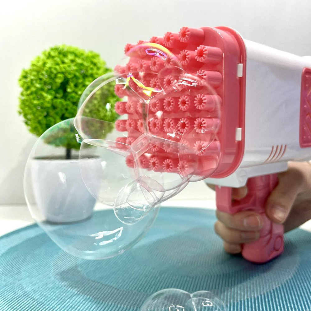 Пістолет для запуску мильних бульбашок 45 отворів 17 см Рожевий (2023-58A) Чернігів - фото 1