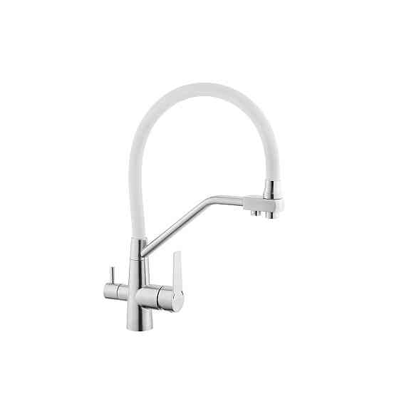 Змішувач для кухні з підключенням до фільтра Kroner KRP Edelstahl Klassisch - ESG03817WHI білий/сатин Київ