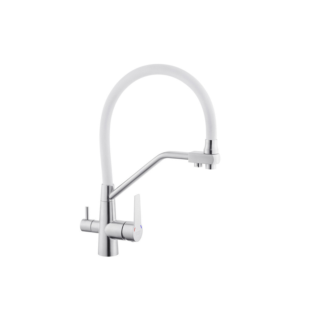 Смеситель для кухни с подключением к фильтру Kroner KRP Edelstahl Klassisch - ESG03817WHI белый/сатин Киев - изображение 1