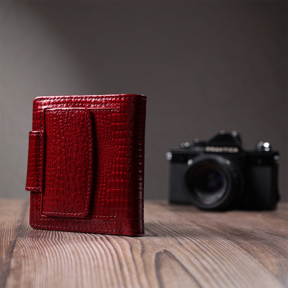 Лакований гаманець для жінок середнього розміру ST Leather 22685 Червоний Київ - фото 2