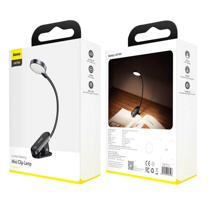 Універсальна акумуляторна LED лампа на кліпсі Baseus Comfort Reading Mini Clip Lamp DGRAD-0G (Темно-сіра) Миколаїв - фото 10