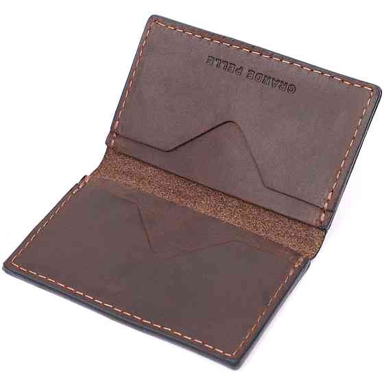 Практичний картхолдер з утримувачем для Apple AirTag з натуральної шкіри GRANDE PELLE 11606 Коричневий Київ