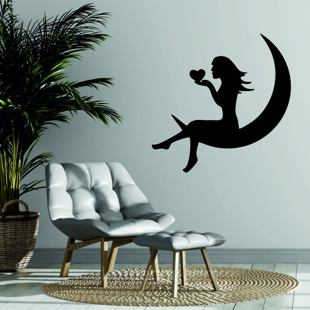 Декоративне настінне 3D Панно «Дівчина на місяць», Декор на стіну з об'ємом Київ - фото 1