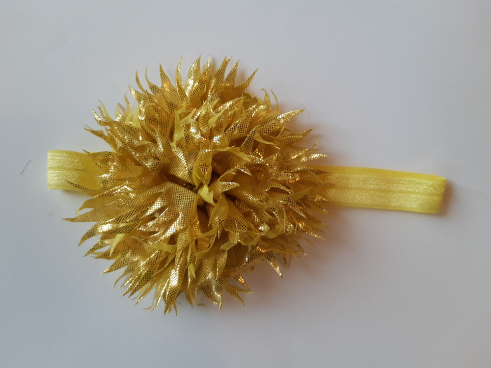 Детская красивая повязка золотистая - окружность 38-60см, цветок 9см Київ - фото 1