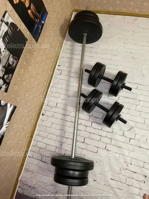 Лавка для жиму + Штанга + Гантелі 70 кг + Гиря 10 кг в Подарунок Гантелі, гирі, штанги та диски АВС пластик Київ - фото 10