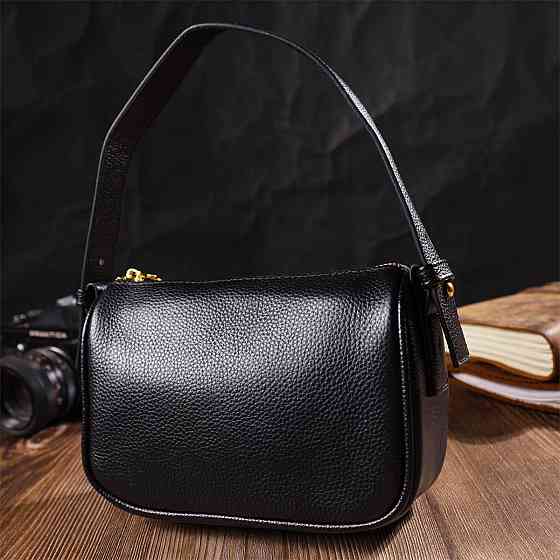 Сучасна сумка на плече крос-боді з натуральної шкіри Чорна (Vintage) Київ