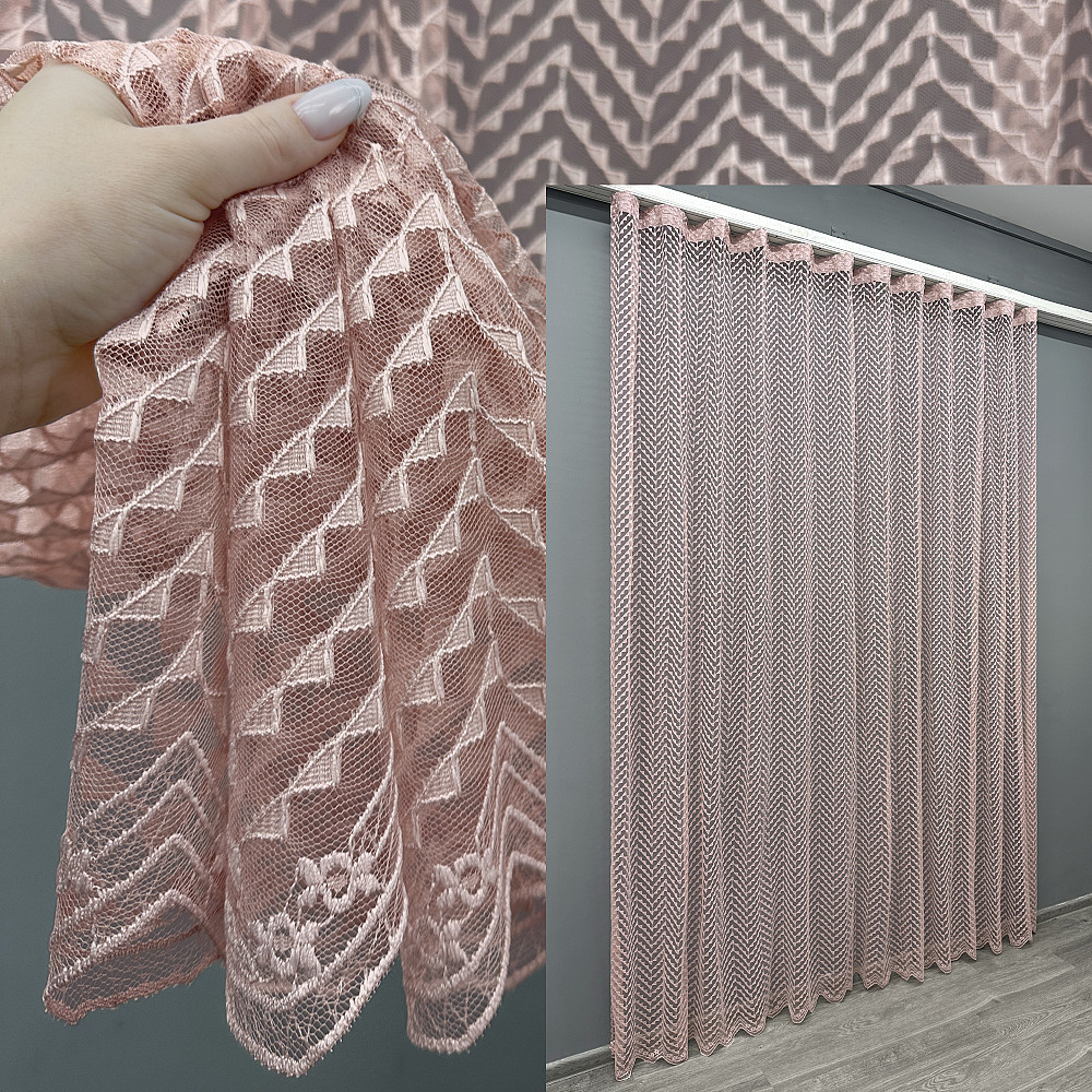 Тюль Гіпюр колір пудровий 1880т Київ - фото 1