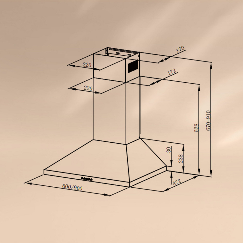 Вытяжка Victoria 90 90см ретро дизайн 644.5м³/ч 2 LED лампы черный (Германия, читать описание) Ровно - изображение 6