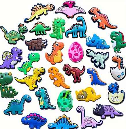 Набор 10 шт украшений для обуви динозавры, джибитсы для Crocs, аксессуары для сабо 3–4,5 см Киев